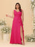 A-Line/Princess V-Neck Sleeveless Ruched Chiffon Plus Size Bridesmaid Dresses With Side Slit & Ruffles