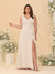 A-Line/Princess V-Neck Sleeveless Ruched Chiffon Plus Size Bridesmaid Dresses With Side Slit & Ruffles