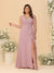 A-Line/Princess V-Neck Sleeveless Ruched Chiffon Plus Size Bridesmaid Dresses With Side Slit & Ruffles
