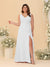 A-Line/Princess V-Neck Sleeveless Ruched Chiffon Plus Size Bridesmaid Dresses With Side Slit & Ruffles