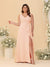 A-Line/Princess V-Neck Sleeveless Ruched Chiffon Plus Size Bridesmaid Dresses With Side Slit & Ruffles