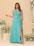 A-Line/Princess V-Neck Sleeveless Ruched Chiffon Plus Size Bridesmaid Dresses With Side Slit & Ruffles