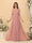 A字型/公主式V领细吊带雪纺褶皱伴娘礼服