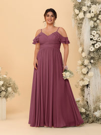 A-Line/Princess V-Neck Spaghetti Straps Chiffon Ruched  Bridesmaid Dresses