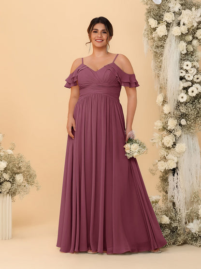 A-Line/Princess V-Neck Spaghetti Straps Chiffon Ruched  Bridesmaid Dresses