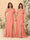 雪纺A字/公主式一字肩短袖褶皱伴娘礼服