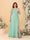 雪纺A字裙/公主款露肩短袖大码伴娘礼服，带侧开衩