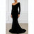 A Line Evening Dress Velvet Formal Black Tie Long Sleeves Elegant Floor Length Christmas Off Shoulder Ruched