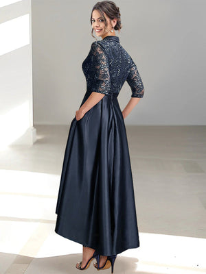 A-Line/Princess V-Neck Tea-Length Mother of the Bride Dresses