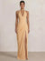 Mermaid Evening Dresses Chiffon Halter Neck Ruched Formal Dresses Split Side Wedding Guest