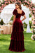 A Line/Princess Velvet Square Neck&Sweetheart Short Sleeves Floor-Length Wedding Guest Dress With Ruffles