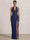 Mermaid Evening Dresses Chiffon Halter Neck Ruched Formal Dresses Split Side Wedding Guest
