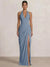Mermaid Evening Dresses Chiffon Halter Neck Ruched Formal Dresses Split Side Wedding Guest
