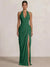 Mermaid Evening Dresses Chiffon Halter Neck Ruched Formal Dresses Split Side Wedding Guest