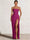 A-Line/Princess Prom Dresses Strapless  Floor-Length Side Split With Pleats&Back Lace-Up Long Prom Dresses