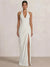 Mermaid Evening Dresses Chiffon Halter Neck Ruched Formal Dresses Split Side Wedding Guest