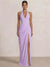 Mermaid Evening Dresses Chiffon Halter Neck Ruched Formal Dresses Split Side Wedding Guest