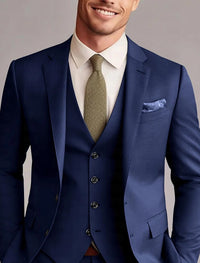 Green Red Blue Yellow Men's Tailored 3 Pieces Solid Colored Fit Single Breasted Two-buttons Wedding Suits