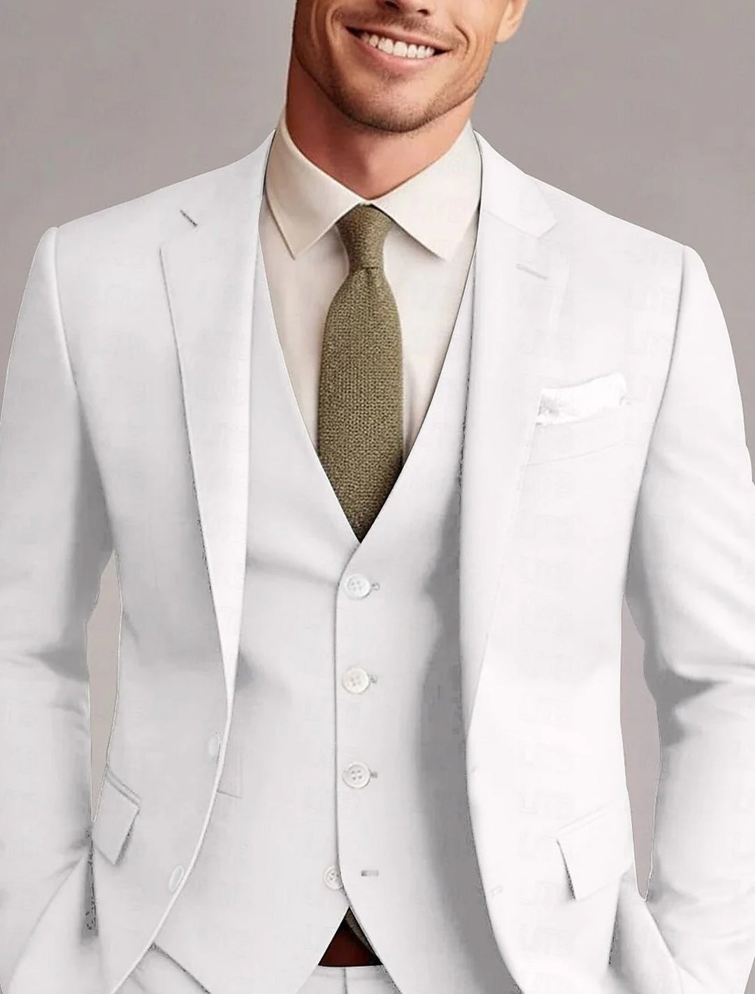Green Red Blue Yellow Men's Tailored 3 Pieces Solid Colored Fit Single Breasted Two-buttons Wedding Suits