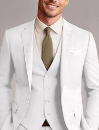 Green Red Blue Yellow Men's Tailored 3 Pieces Solid Colored Fit Single Breasted Two-buttons Wedding Suits