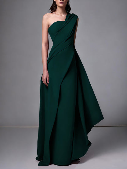 Sheath/Column One-Shoulder Sleeveless Evening Dresses With Pleats Ruched