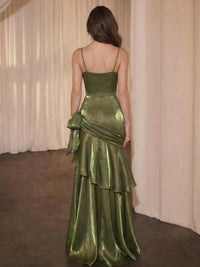 A Line/Princess Strapless Sleeveless Floor-Length Evening Dress with Ruffles