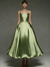 A-Line/Princess Elegant Cocktail Dress Spaghetti Straps Tea-Length Stretch Satin Dress