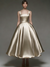 A-Line/Princess Elegant Cocktail Dress Spaghetti Straps Tea-Length Stretch Satin Dress