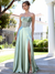 A Line/Princesses Prom Dresses Satin Strapless Floor-Length Formal Corset Dress With Lace Appliques