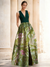 A-Line Evening Gown Elegant Jacquard Floral Dress Prom Floor Length Sleeveless V Neck with Slit Pocket Wedding Guest Dress