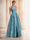 A-Line Evening Gown Elegant Jacquard Floral Dress Prom Floor Length Sleeveless V Neck with Slit Pocket Wedding Guest Dress