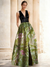 A-Line Evening Gown Elegant Jacquard Floral Dress Prom Floor Length Sleeveless V Neck with Slit Pocket Wedding Guest Dress