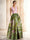 A-Line Evening Gown Elegant Jacquard Floral Dress Prom Floor Length Sleeveless V Neck with Slit Pocket Wedding Guest Dress