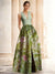A-Line Evening Gown Elegant Jacquard Floral Dress Prom Floor Length Sleeveless V Neck with Slit Pocket Wedding Guest Dress