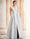 A-Line Evening Gown Elegant Jacquard Floral Dress Prom Floor Length Sleeveless V Neck with Slit Pocket Wedding Guest Dress