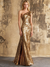 Mermaid Sequins Evening Dress Formal One Shoulder Sleeveless Floor Length Sparkle Christmas Party Ruched