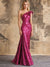 Mermaid Sequins Evening Dress Formal One Shoulder Sleeveless Floor Length Sparkle Christmas Party Ruched