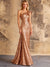 Mermaid Sequins Evening Dress Formal One Shoulder Sleeveless Floor Length Sparkle Christmas Party Ruched