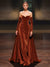 A-Line/Princess Velvet  Evening Gown  Sweep Train Sweetheart & Long Sleeves With Back Zipper