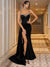 Sheath/Column Satin Evening/Formal Dress Floor-Length Spaghetti Straps With Sequins Sleeveless Side Split With Back Delicate Tie
