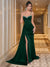 Sheath/Column Satin Evening/Formal Dress Floor-Length Spaghetti Straps With Sequins Sleeveless Side Split With Back Delicate Tie