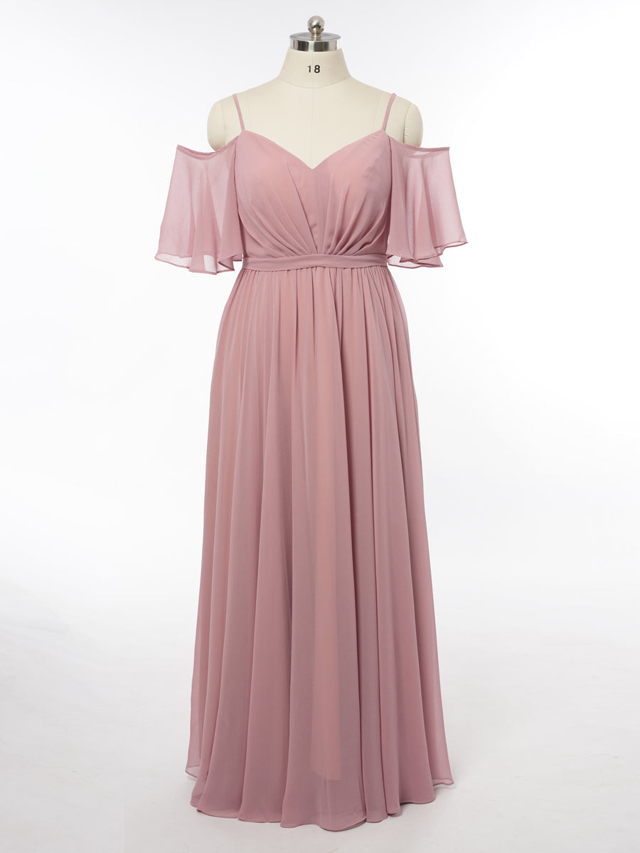 A-Line/Princess Off-the-Shoulder Short Sleeves Bridesmaid Dresses with Ruched