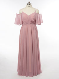 A-Line/Princess Off-the-Shoulder Short Sleeves Bridesmaid Dresses with Ruched