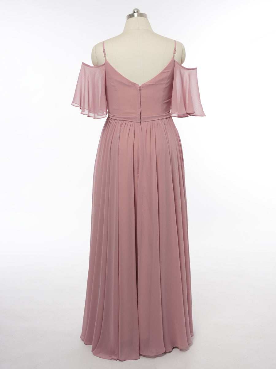 A-Line/Princess Off-the-Shoulder Short Sleeves Bridesmaid Dresses with Ruched