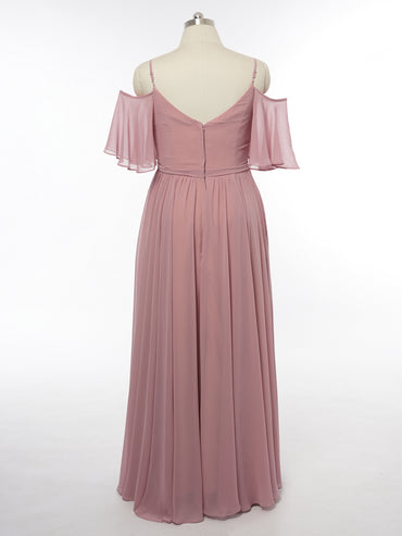 A-Line/Princess Off-the-Shoulder Short Sleeves Bridesmaid Dresses with Ruched