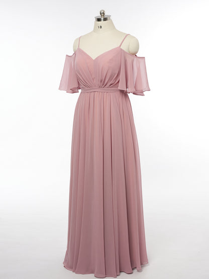 A-Line/Princess Off-the-Shoulder Short Sleeves Bridesmaid Dresses with Ruched