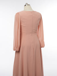 A-Line/Princess V-Neck Long Sleeves Bridesmaid Dresses with Ruffles