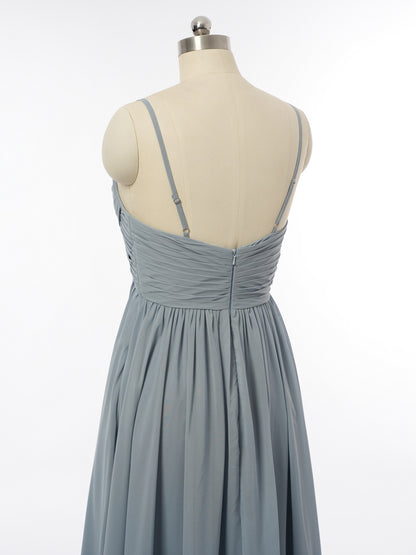 A-Line/Princess Spaghetti Straps Sleeveless Bridesmaid Dresses with Ruched