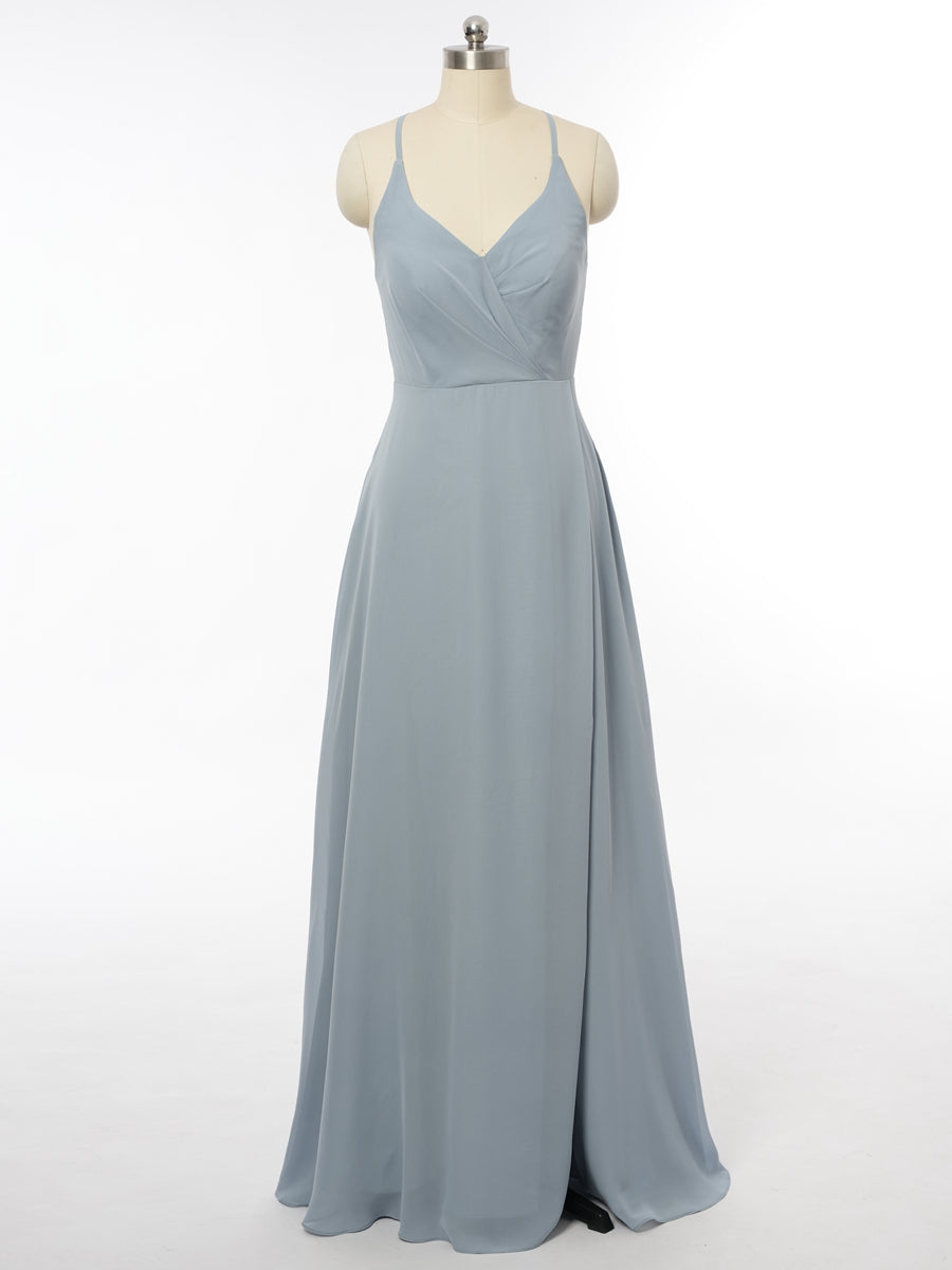 A-Line/Princess Halter Sleeveless Bridesmaid Dresses with Split Side