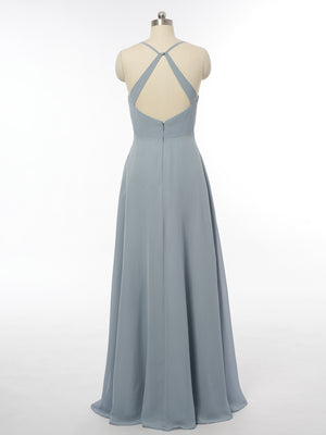 A-Line/Princess Halter Sleeveless Bridesmaid Dresses with Split Side
